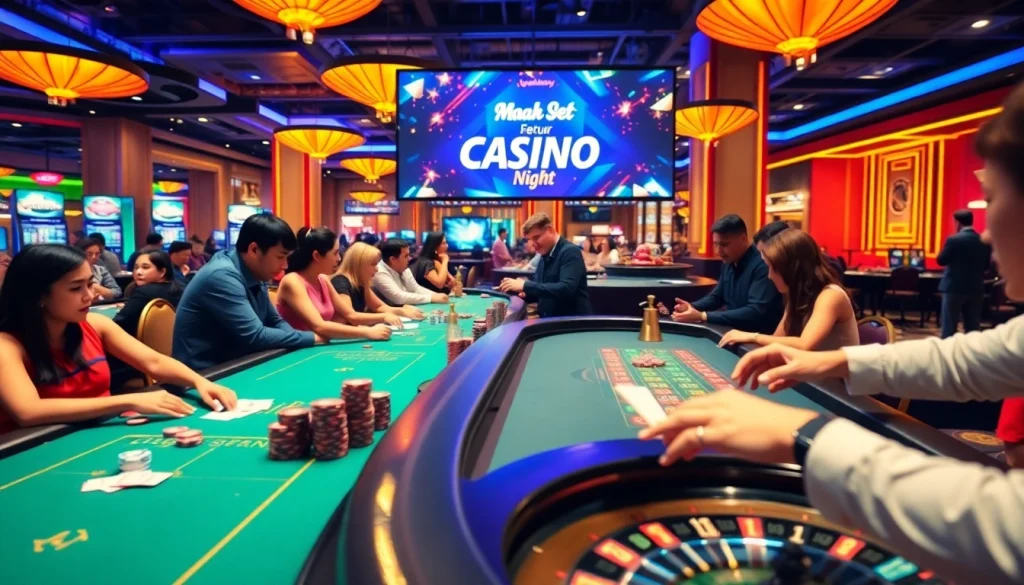 Experience the thrill of 호치민 불건마 Casino Night with exhilarating gaming tables and excited players.