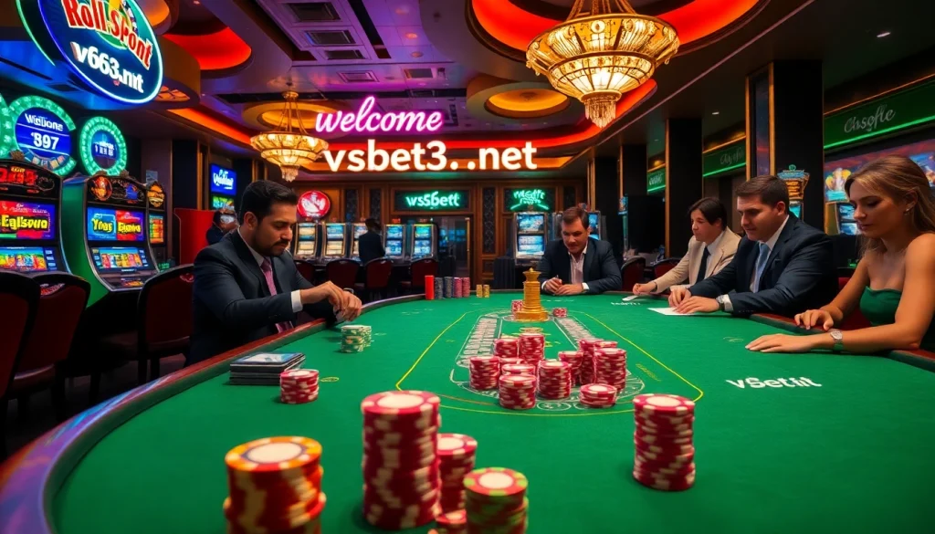 Play exciting games at https://vsbet3.net/, featuring a vibrant casino atmosphere with poker, roulette, and slots.