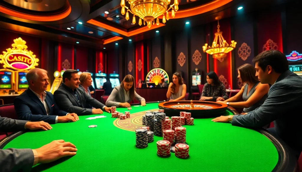 Engaging poker table scene at https://nhacaita88.contact/ with vibrant gameplay and luxurious casino atmosphere.