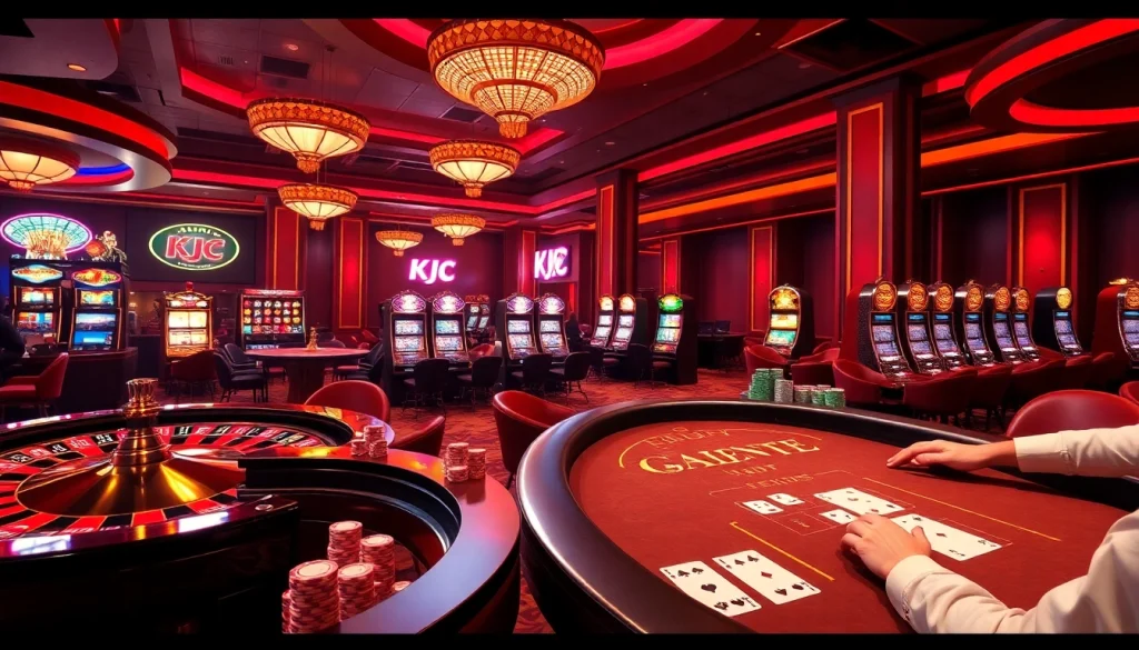 KJC enhances the thrill with engaging poker games and vibrant casino visuals.