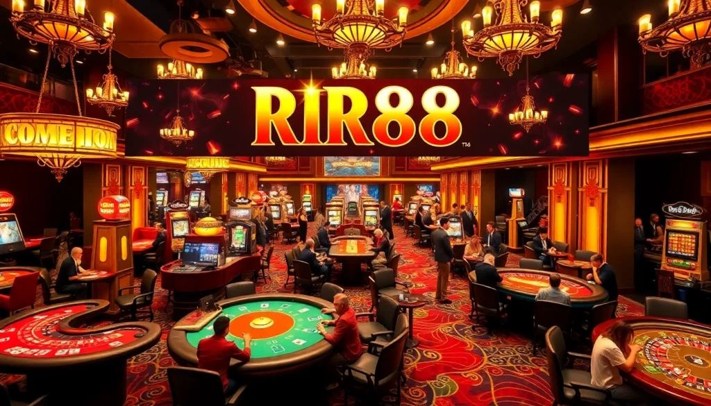 Experience the thrill of gambling at RR88's casino, featuring vibrant tables and exciting players.